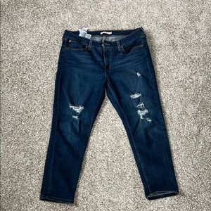 Women's Distressed Blue Jeans